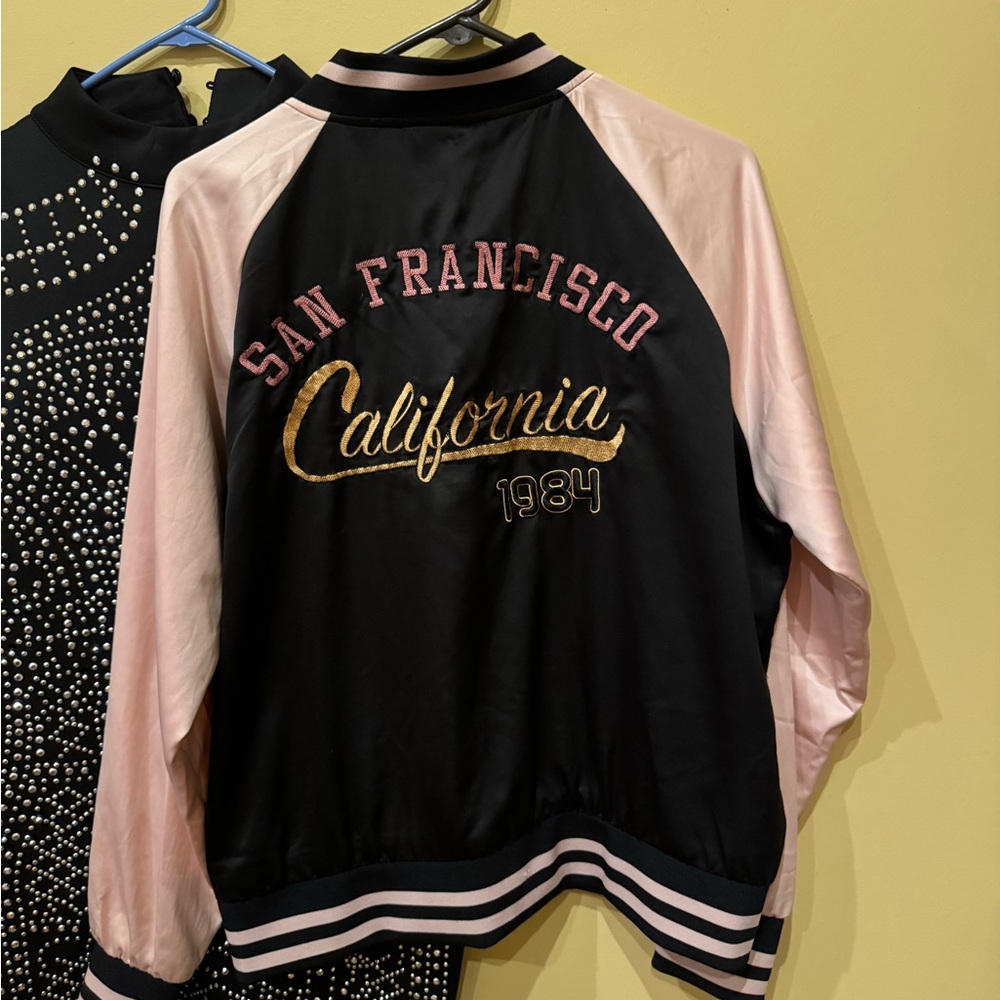 Say What? Pink and Black Varsity Jacket